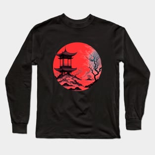 japanese pagoda with trees Long Sleeve T-Shirt